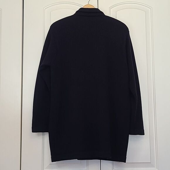Nordstrom Tailored Wool Knit Crested Cardigan Sweater Navy Blue Size L - Picture 6 of 13